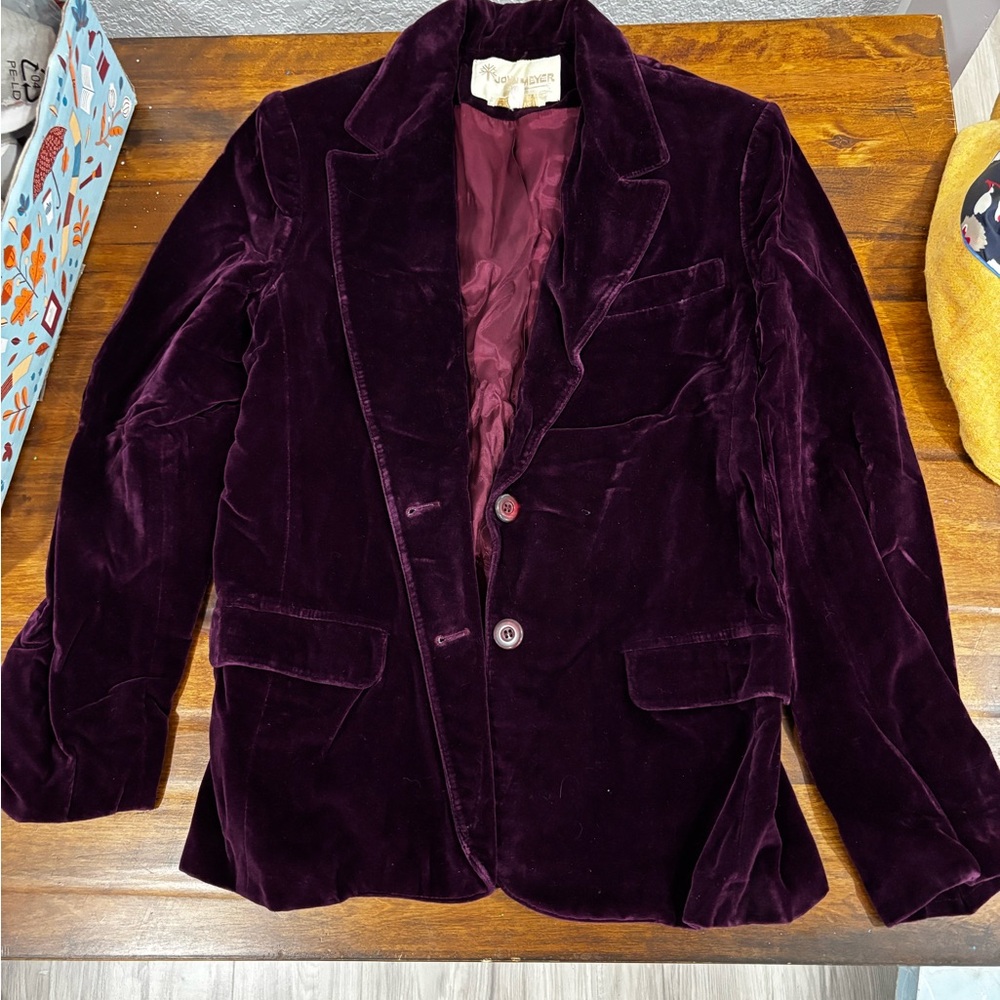 Women’s Velvet Blazer in Deep Plum - Tailored Suit Jacket